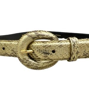 Vintage faux vegan gold snake skin belt L
